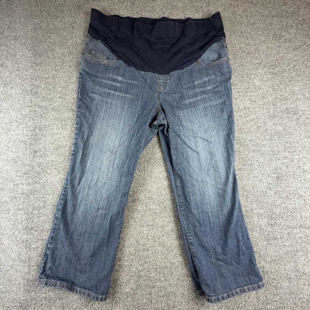Lane Bryant Maternity Jeans Womens 22 Petite Blue Relaxed Crop High Rise Denim